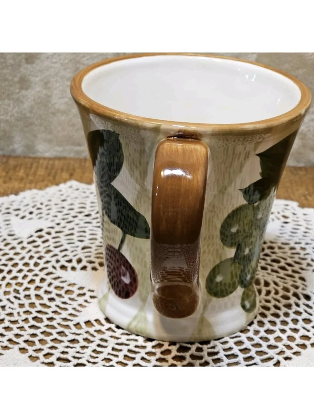 Tabletops Gallery Tuscan Fruit Grapes  Hand Painted Hand Crafted  Ceramic Mug